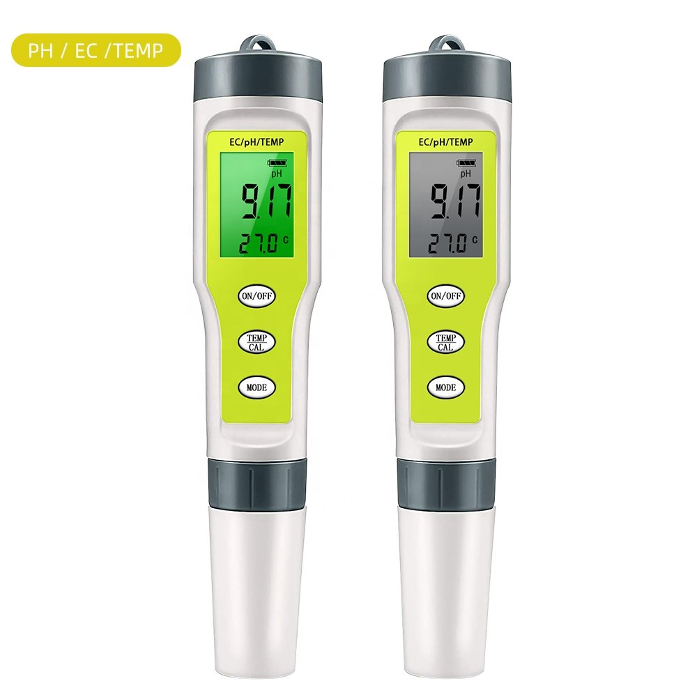 Water Quality Tester 0-14pH 3 in 1 Digital Temperature EC PH Meter with Backlight for Aquariums Drinking Water