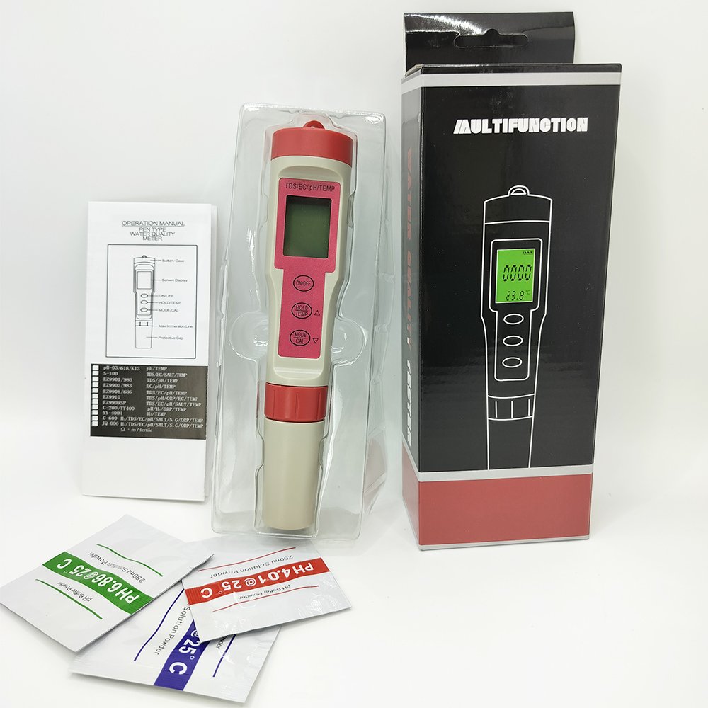Digital 4 in 1 Water Quality Tester Pen Type TEMP pH TDS EC Meter for Aquaculture