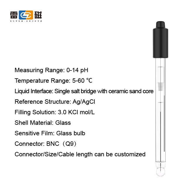 65-1D pH combination probe used in laboratory glass shell material BNC connector 12*20mm ph meter electrode sensor