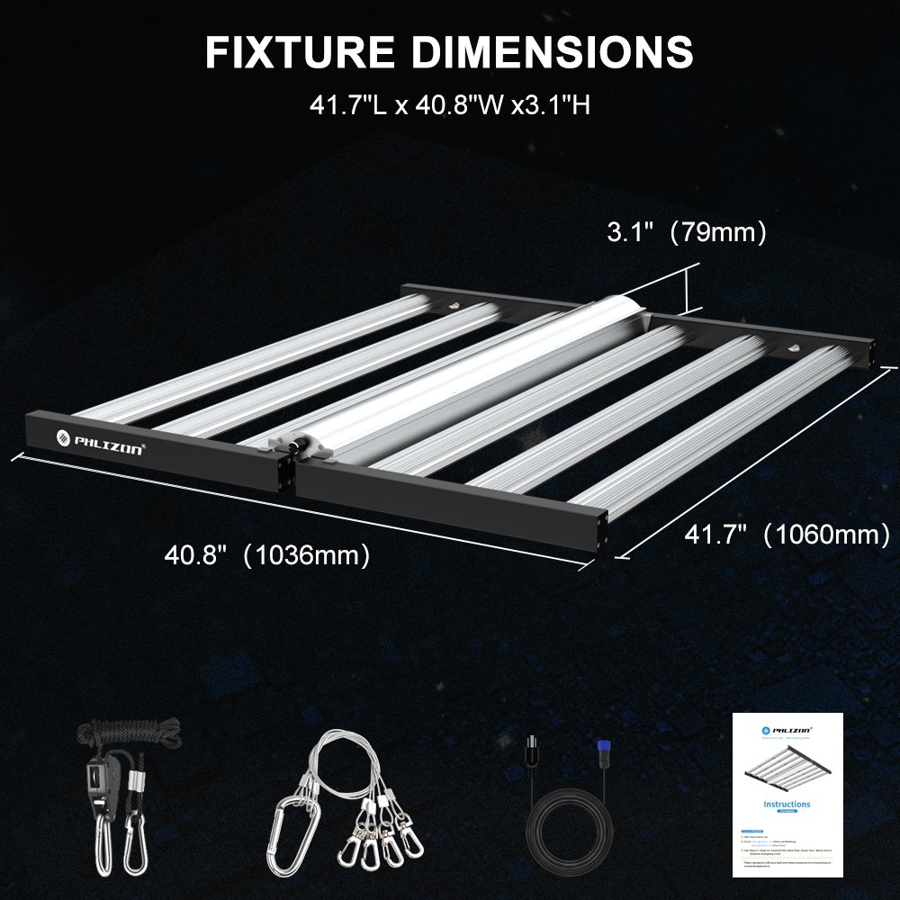 Phlizon New Tech Aluminum Folding Bar Grow Light 720W 800W 1000W LED Hydroponic Light Dimmable Horticulture led grow lights