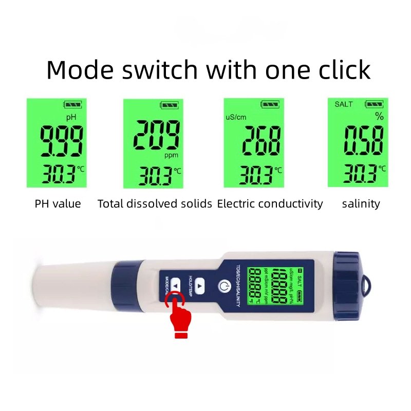 Hot Sale New 5 in 1 TDS/PH/EC Meter Pen for Garden Plants and Grass Multi-function Water Quality Tester