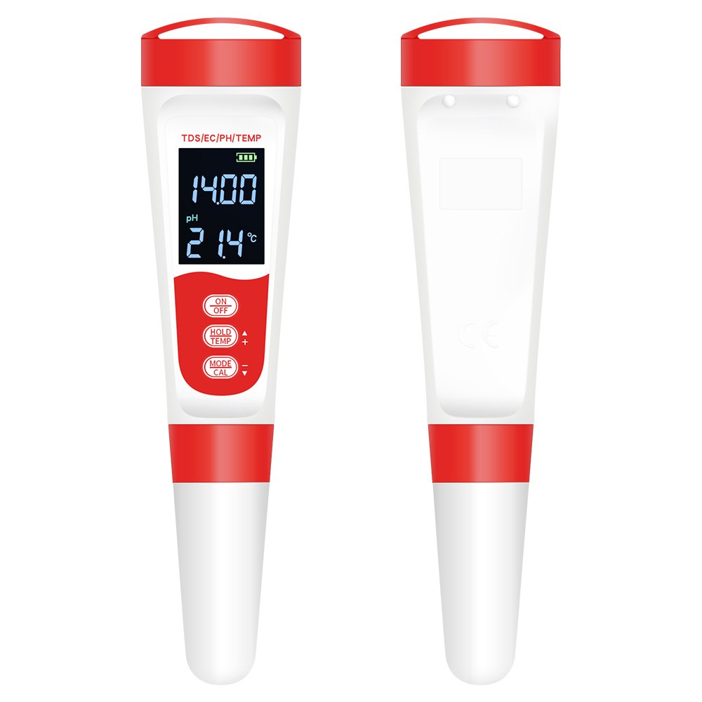 4 In 1 Water Quality Test Pen IP67 Waterproof PH Meter TDS EC Temp Water Detector For Swimming Pool