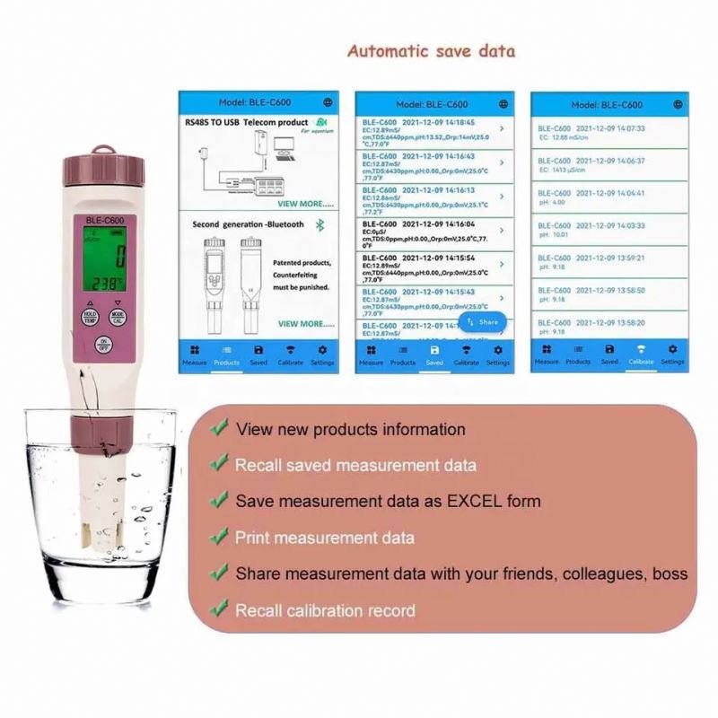 Bluetooth smart swimming pool floats Chlorine pH Meter 7 IN 1 Chlorine/pH/salt/EC/ORP/TEMP ppm Tester Meter monitor