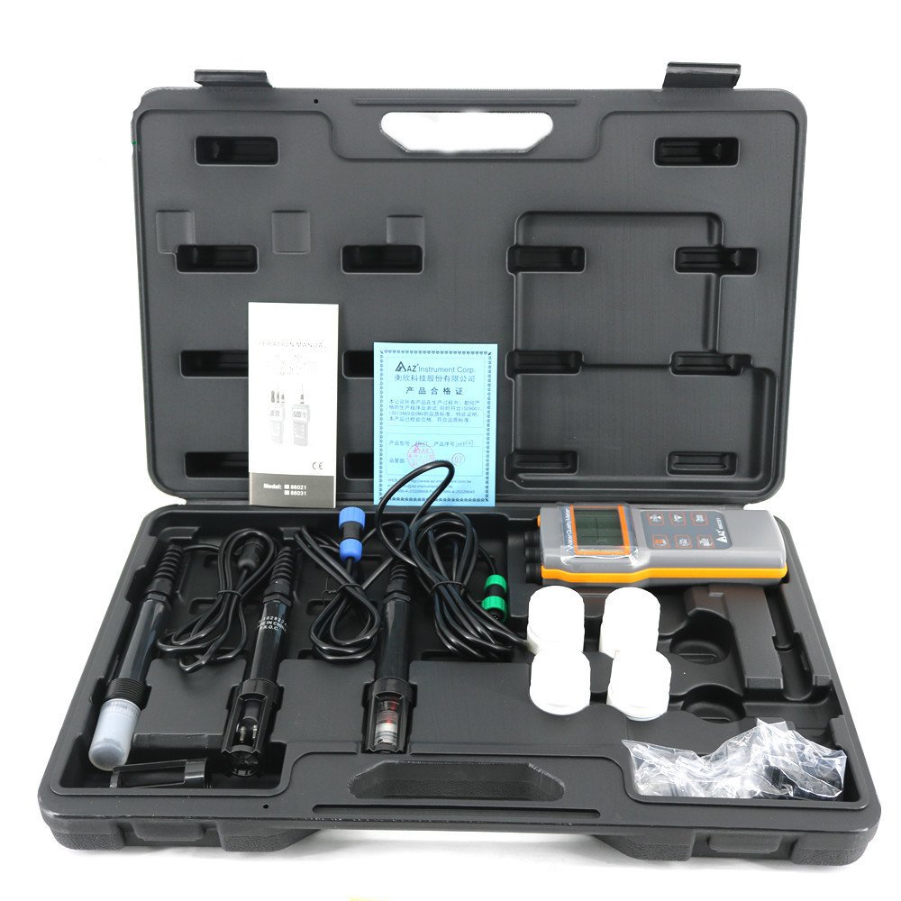 Upgraded Digital Water Quality Meter Dissolved Oxygen Tester PH Meter Conductivity Salinity Temperature Saltiness Meter AZ86031
