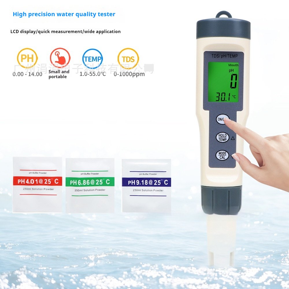 3-in-1 Water Quality Tester Pen TDS/pH/Temp pH Meter Multi-parameter with Backlight