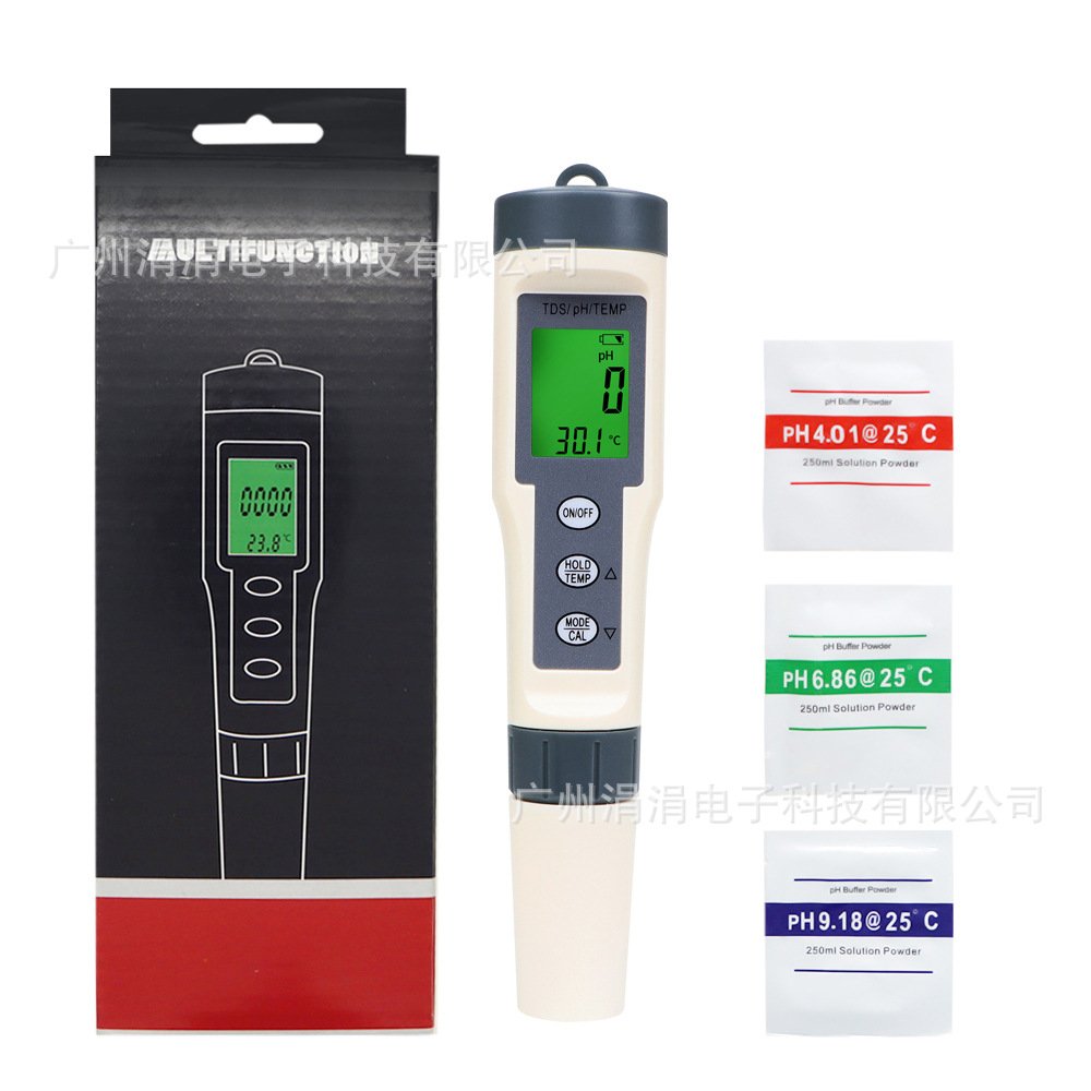 3-in-1 Water Quality Tester Pen TDS/pH/Temp pH Meter Multi-parameter with Backlight