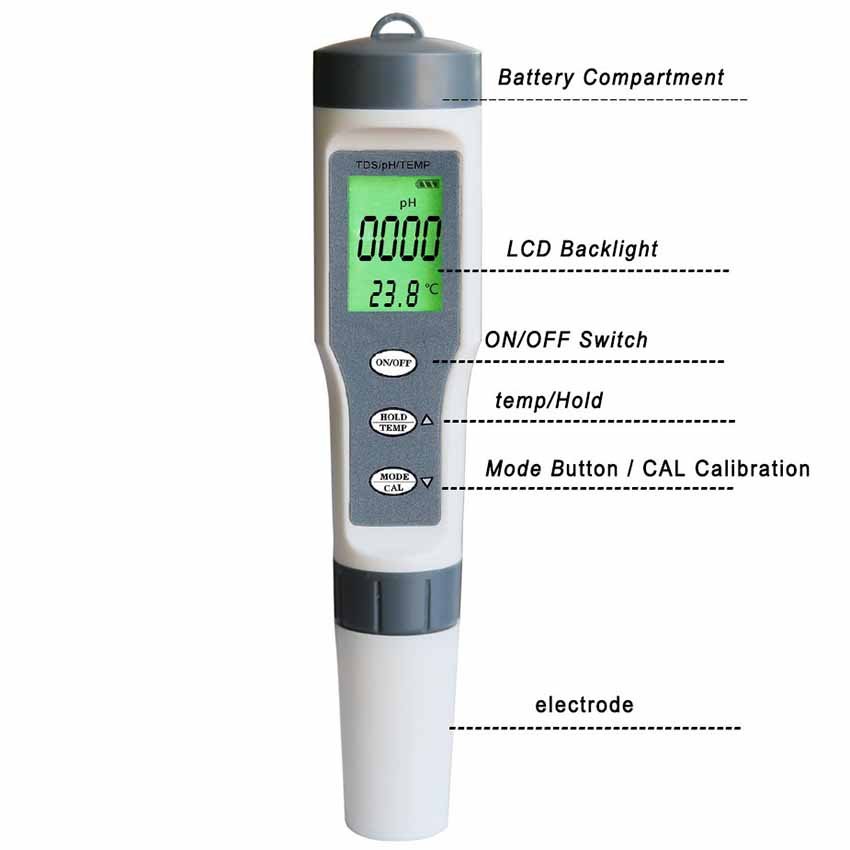 New pH pen tds pen Multi-functional water quality pH value TDS temperature 3 in 1 pH meter test pen