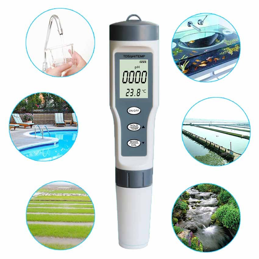 New pH pen tds pen Multi-functional water quality pH value TDS temperature 3 in 1 pH meter test pen
