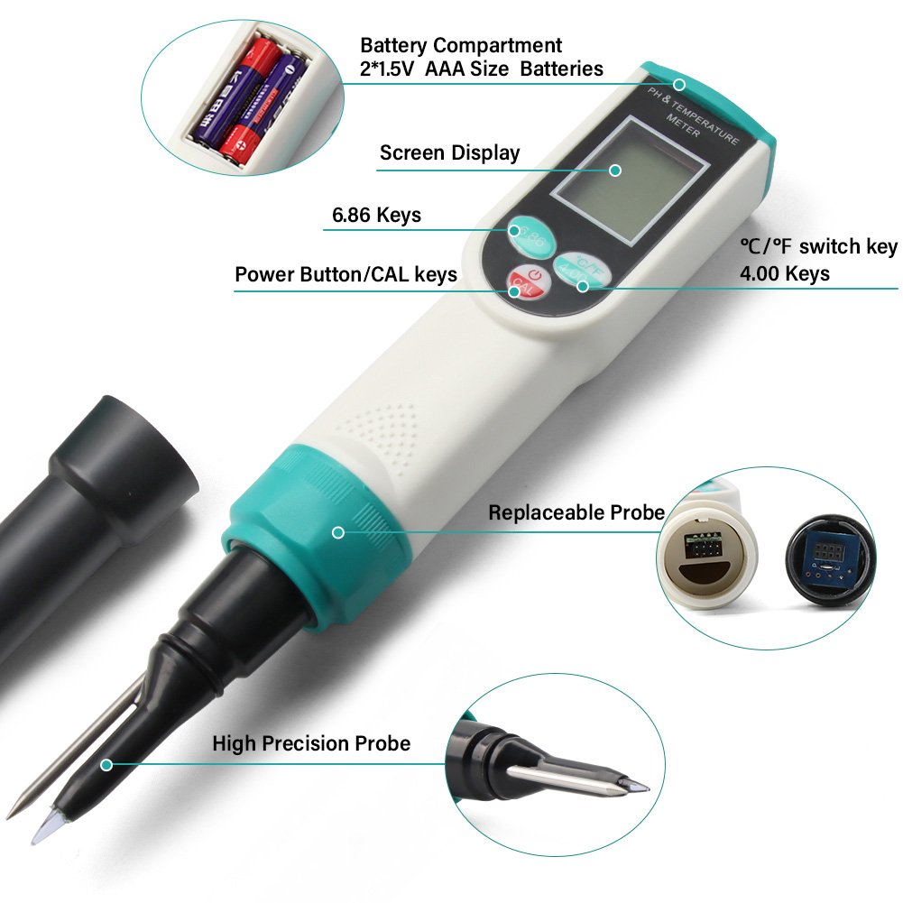 Digital Food ph Meter Waterproof pH/Temperature Acidity Meter with Backlit LCD Display for Meat Cheese Dough