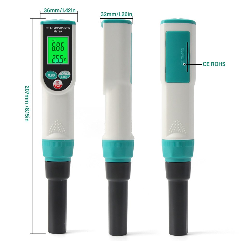 Digital Food ph Meter Waterproof pH/Temperature Acidity Meter with Backlit LCD Display for Meat Cheese Dough