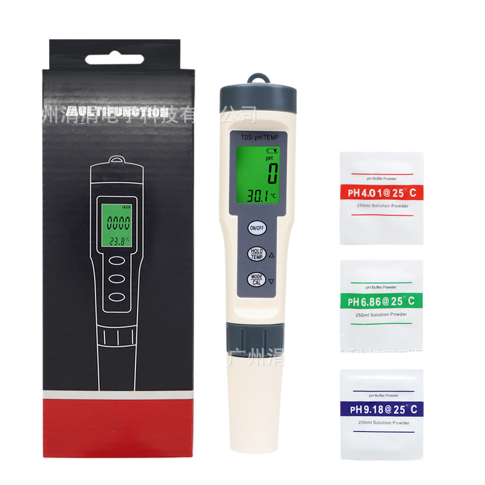 Versatile Water Quality Tester TDS pH and Temperature with Illuminated Display