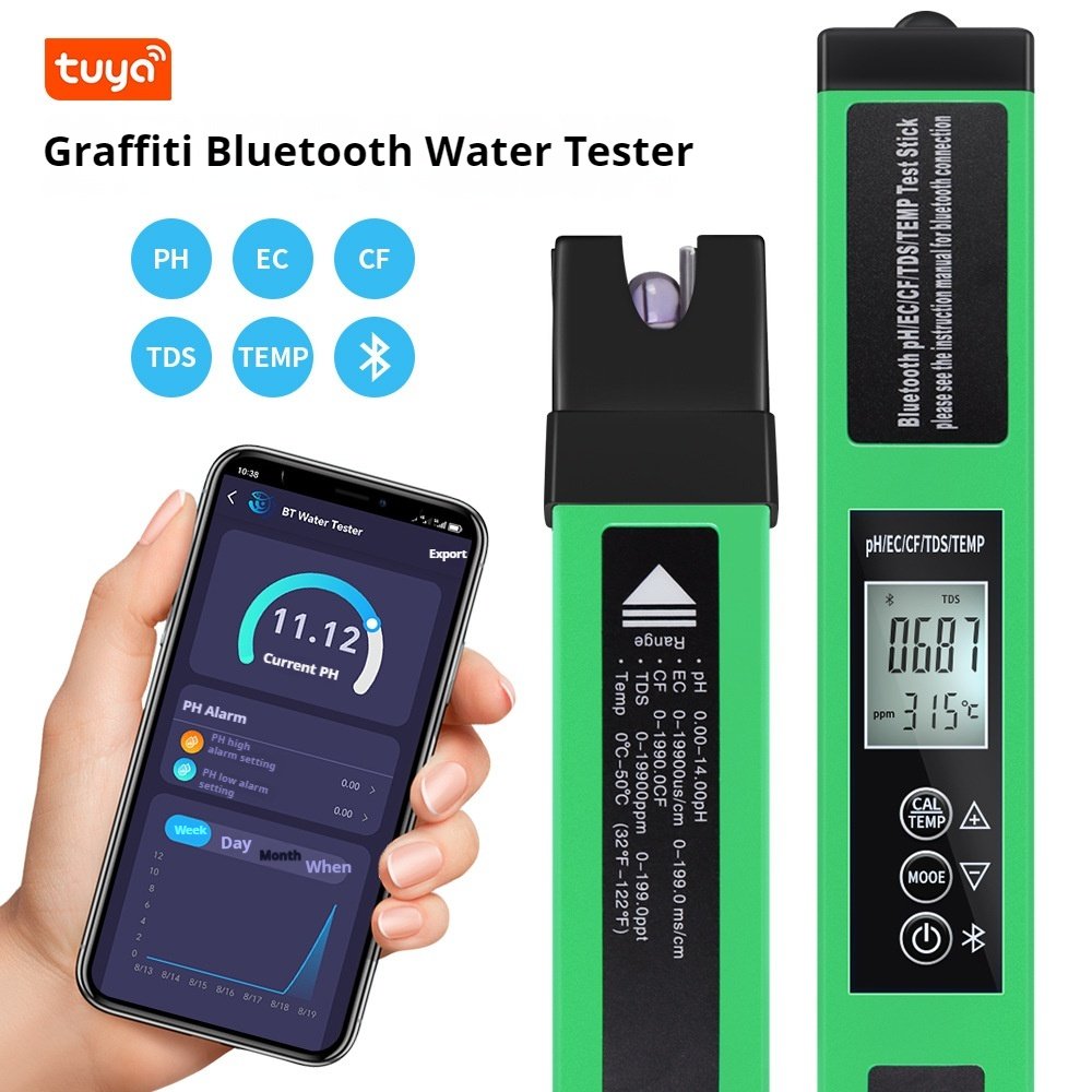 Multi-Functional Bluetooth Testing Pen pH Meter for Hydroponics with pH/EC/CF/TDS/TEMP