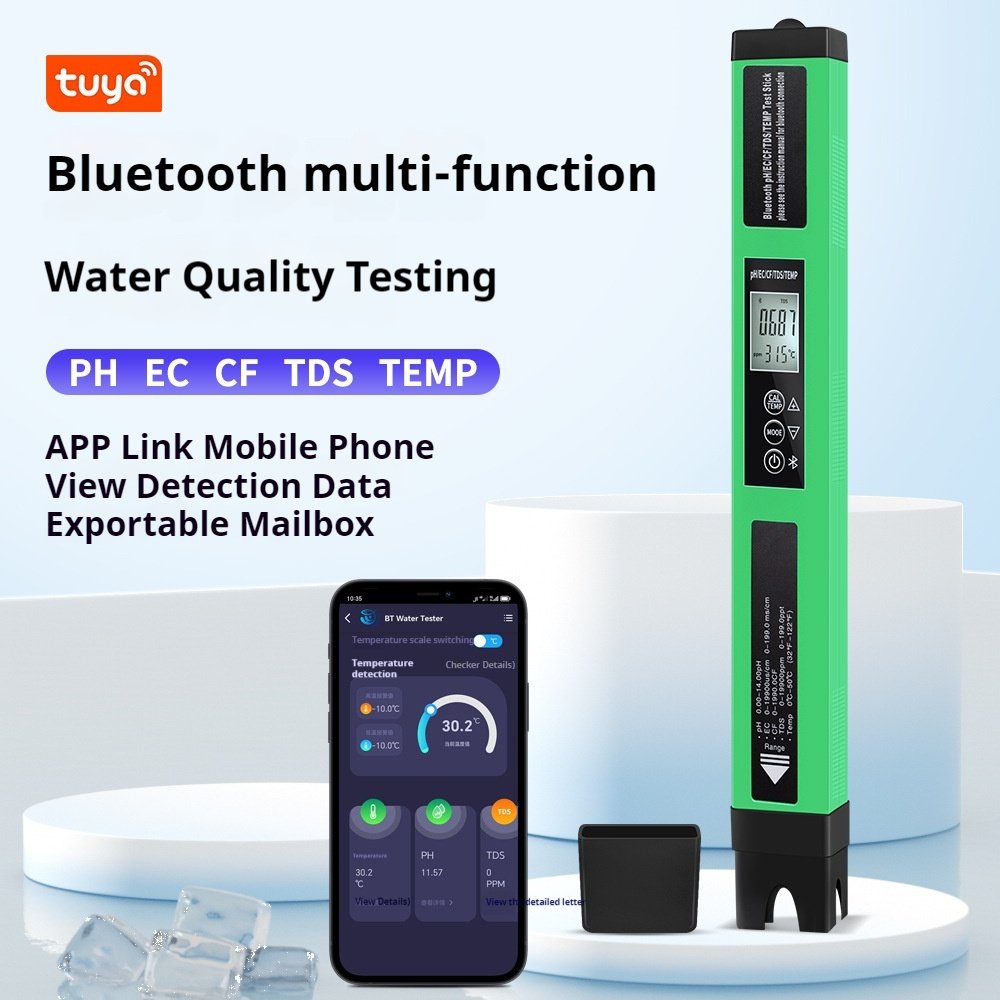 Multi-Functional Bluetooth Testing Pen pH Meter for Hydroponics with pH/EC/CF/TDS/TEMP