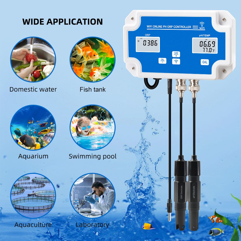 Smart Tuya Wifi ORP Meter -2000~+2000mv Monitoring Controller Online PH Meter with Data Logger Function for hydroponics