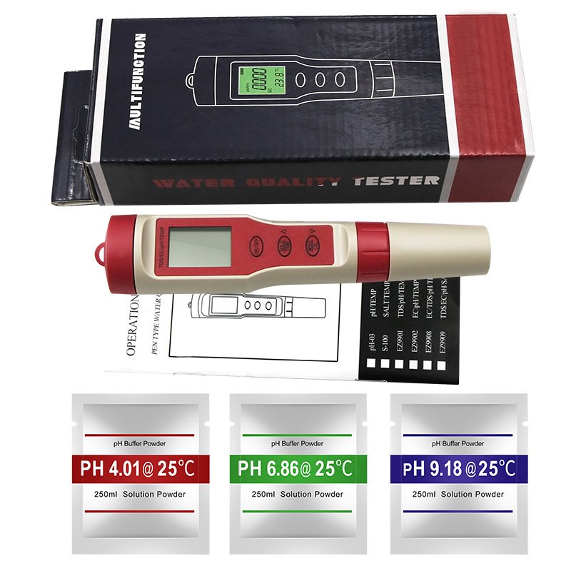Digital Pocket TDS/PH/EC Meter Automatic Temperature Water Quality Monitor Tester Industrial Use Pools Drinking Water Aquariums