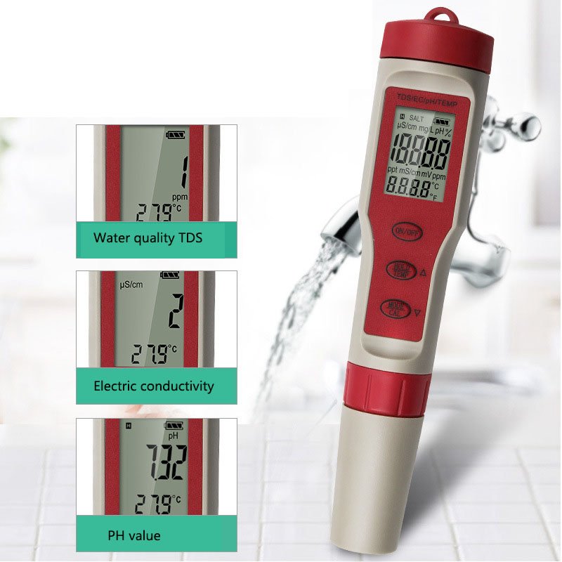 Digital Pocket TDS/PH/EC Meter Automatic Temperature Water Quality Monitor Tester Industrial Use Pools Drinking Water Aquariums