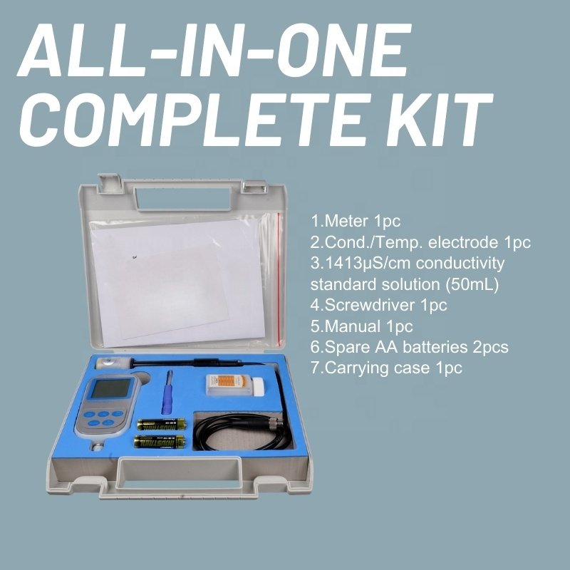 Top Quality Portable Conductivity Meter Kit With EC Electrode 50 Sets Data Storage CE Certified TDS Salinity Resistivity Metre