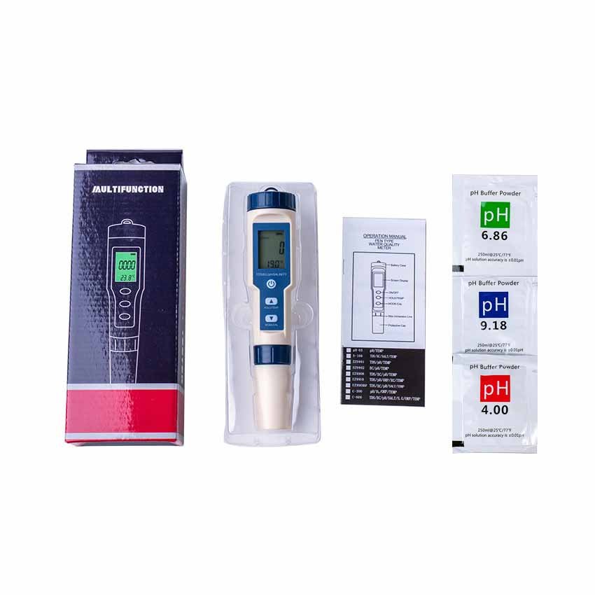 New pH meter TDS conductivity Salinometer Temperature 5-in-1 PH TDS EC SALT TEMP Water quality test pen