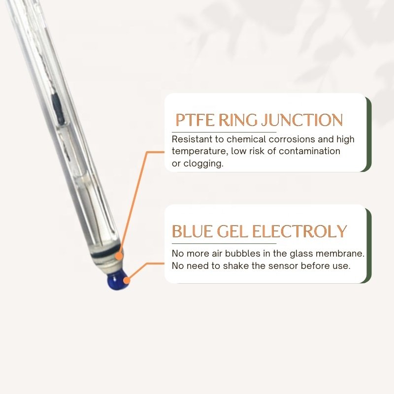 Easy Installation pH Sensor Gel Filled PTFE Junction Combination pH Glass Electrode For Fish Tank Nutrient Doser pH Controller