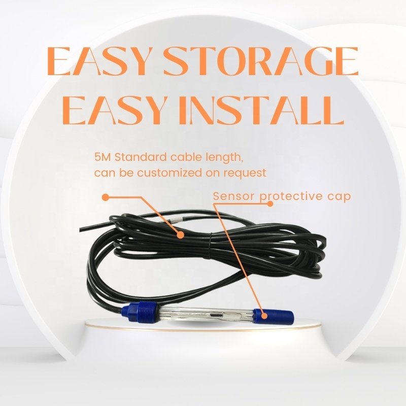 Easy Installation pH Sensor Gel Filled PTFE Junction Combination pH Glass Electrode For Fish Tank Nutrient Doser pH Controller