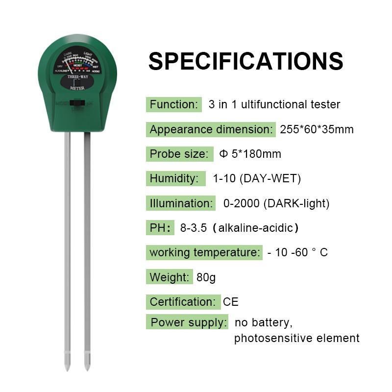 3 in 1 Soil Moisture Digital Soil PH Meter Tester
