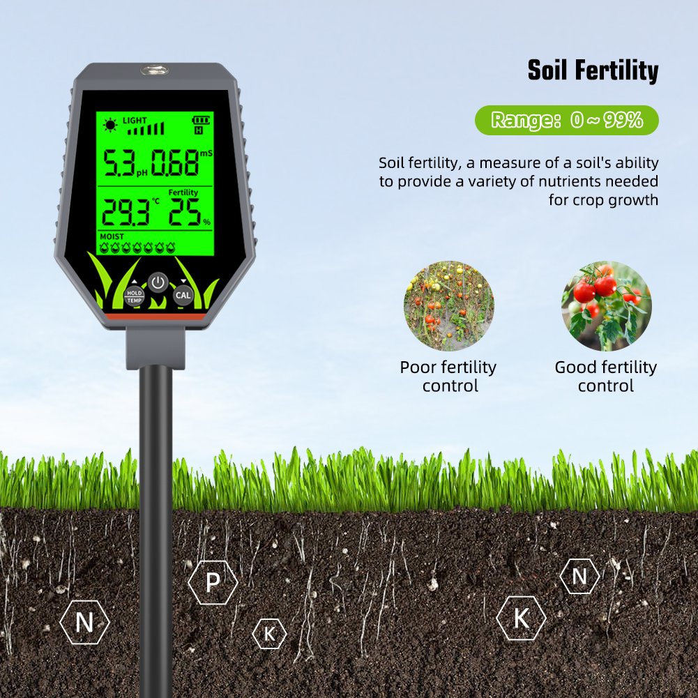 New Arrival 6 in 1 soil tester soil PH/EC/humidity/Fertility/Light /temperature Soil Testing Tools