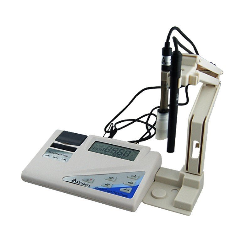 AZ86555 Bench Top Water Quality Meter Desktop pH/ORP/Cond./TDS/Salinity 5 in 1 Printer Water Quality Meter