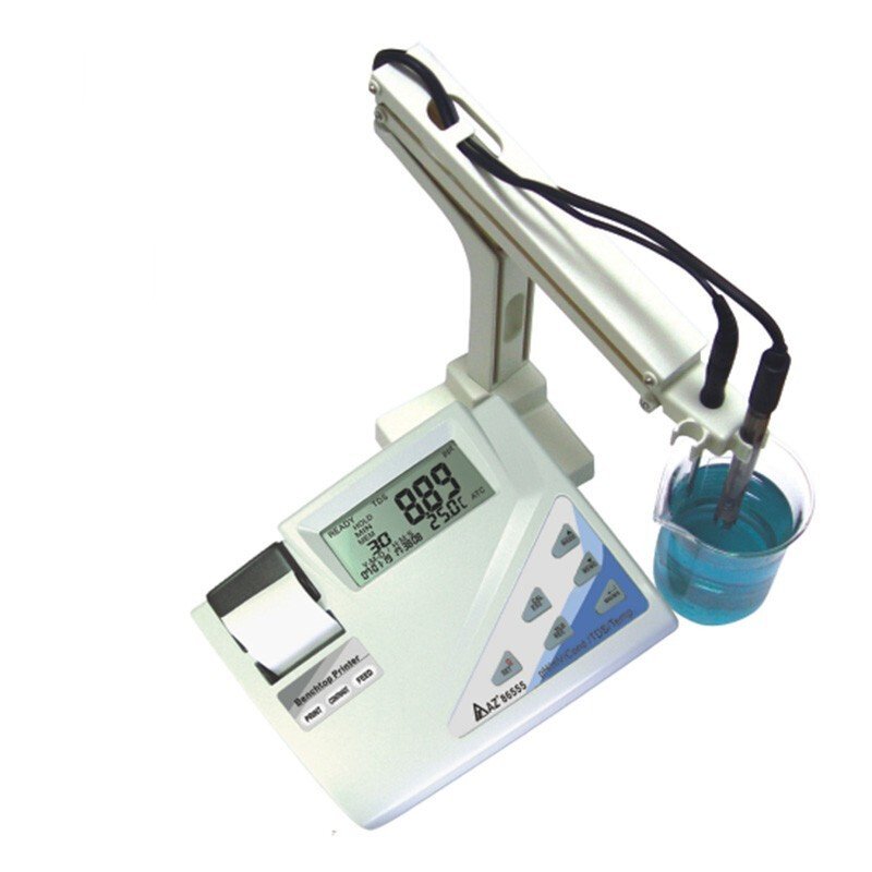 AZ86555 Bench Top Water Quality Meter Desktop pH/ORP/Cond./TDS/Salinity 5 in 1 Printer Water Quality Meter