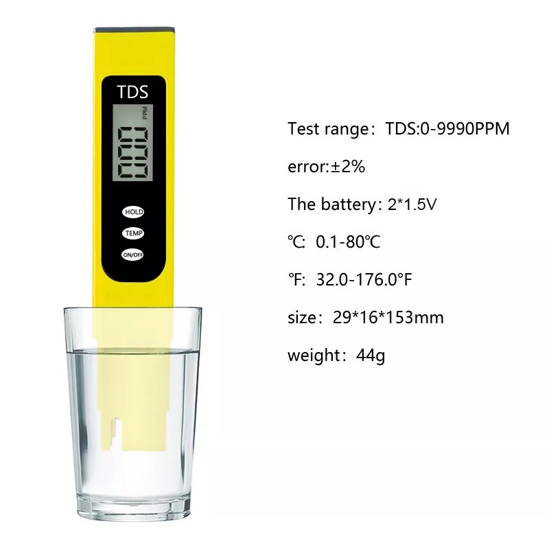Large Screen TDS Meter LCD Digital Temperature Water Tester Pen PPM Meter Water Purity Tester