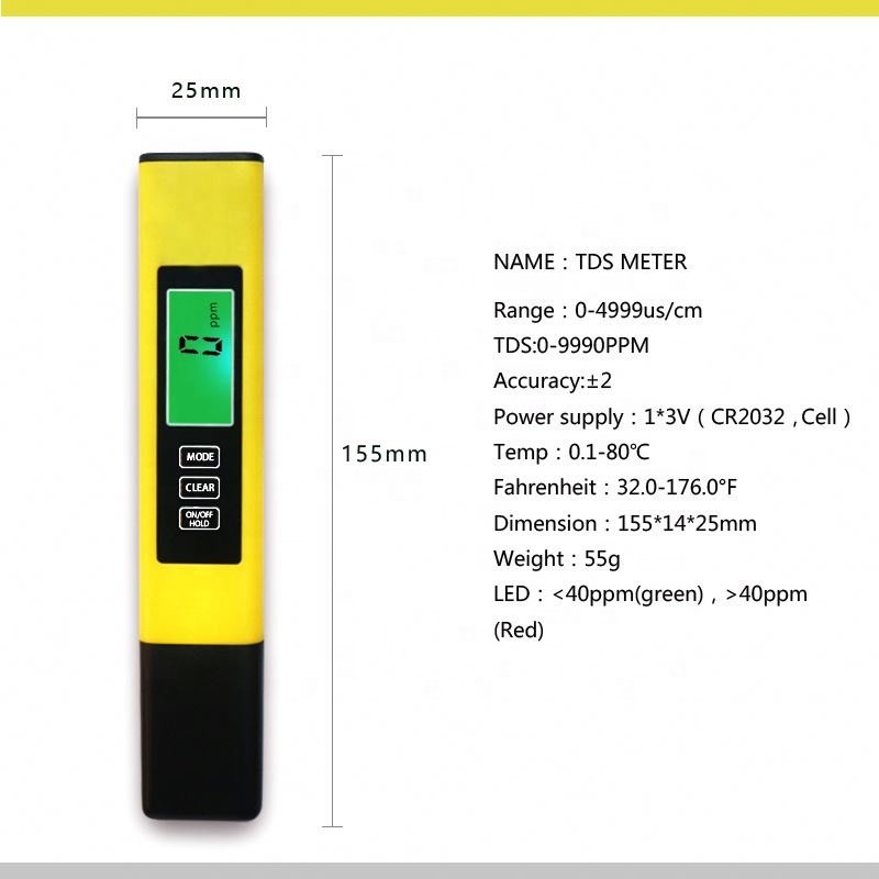 Digital Water Tester Water Quality Tester TDS Temperature & Conductivity Meter 3 in 1 EC Meter Lab PPM Meter