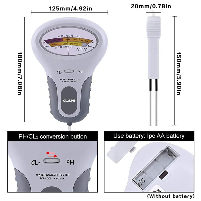 Newly Portable Digital Monitor Ph Water Tester Meter Analysis Chlorine Swimming Pool Test Kit