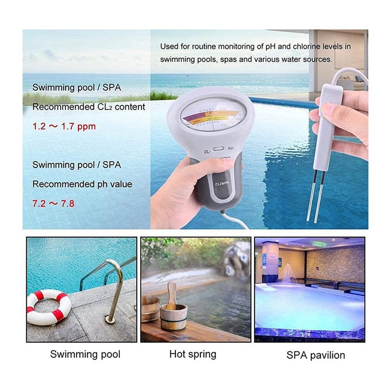 Newly Portable Digital Monitor Ph Water Tester Meter Analysis Chlorine Swimming Pool Test Kit