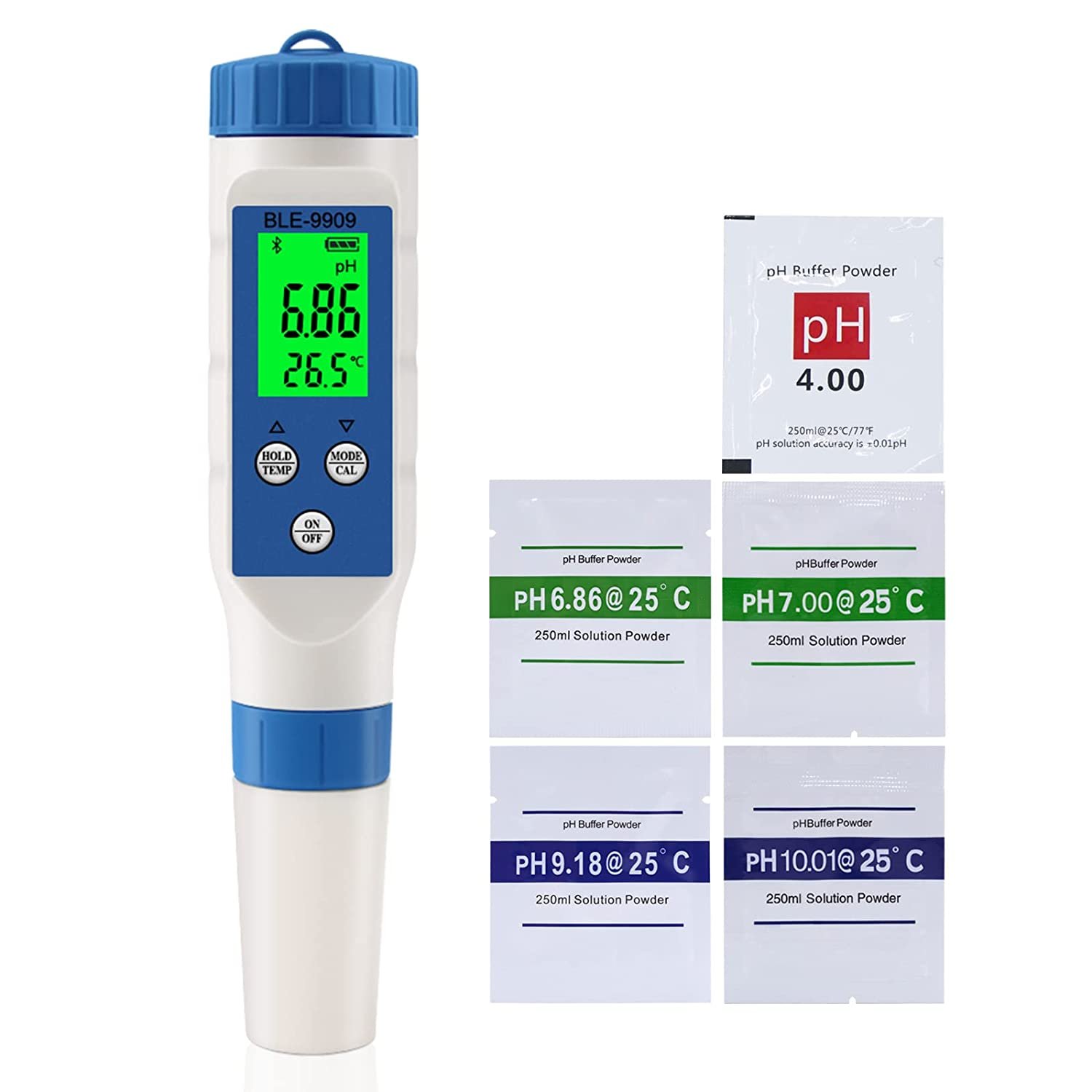 5-in-1 Bluetooth pH/TDS/EC/Salinity/Temperature Meter Digital Water Quality Monitor Tester Meter for Pools, Drinking Water
