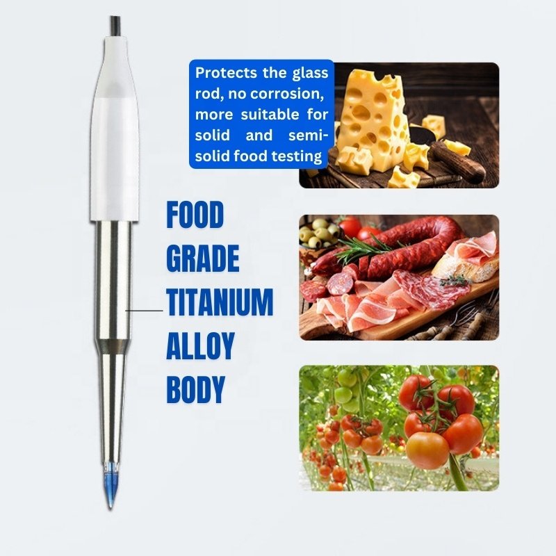 Professional Spear pH Electrode Titanium Alloy Body pH Probe With BNC Connector For Solid Food Dough Fruit Cheese Bread