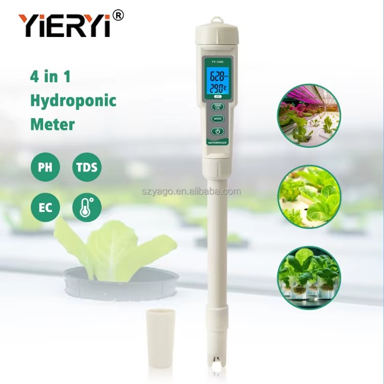 Digital LCD Backlight Screen 4 IN 1 Multifunctional Hydroponic Tester EC/TDS /Temperature / pH Meter