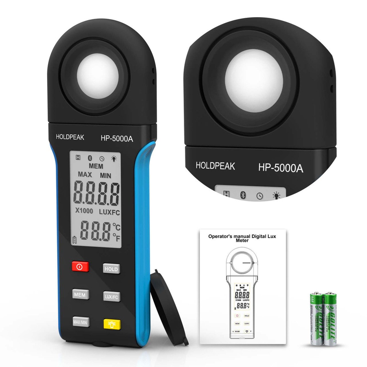HOLDPEAK HP-5000A DIGITAL LIGHT METER 1-400000LUX ILLUMINANCE METER FOR PLANTS PHOTOGRAPHY LAB CLASSROOM BEDROOM