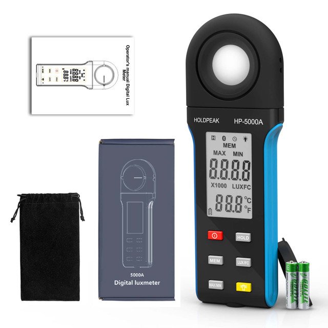 HOLDPEAK HP-5000A DIGITAL LIGHT METER 1-400000LUX ILLUMINANCE METER FOR PLANTS PHOTOGRAPHY LAB CLASSROOM BEDROOM