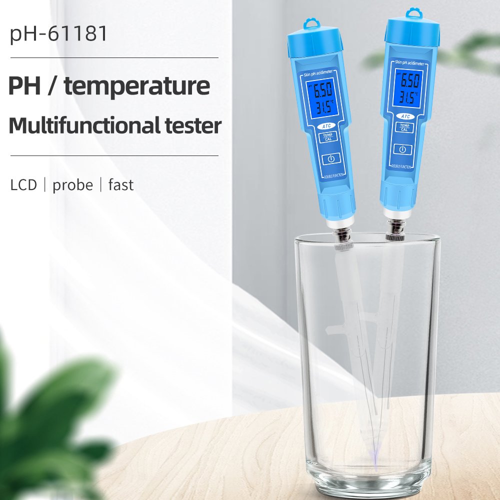 High Precision Digital 2 in 1 pH Temp Meter, Skin pH Acid meter for Meat, Cosmetic Water