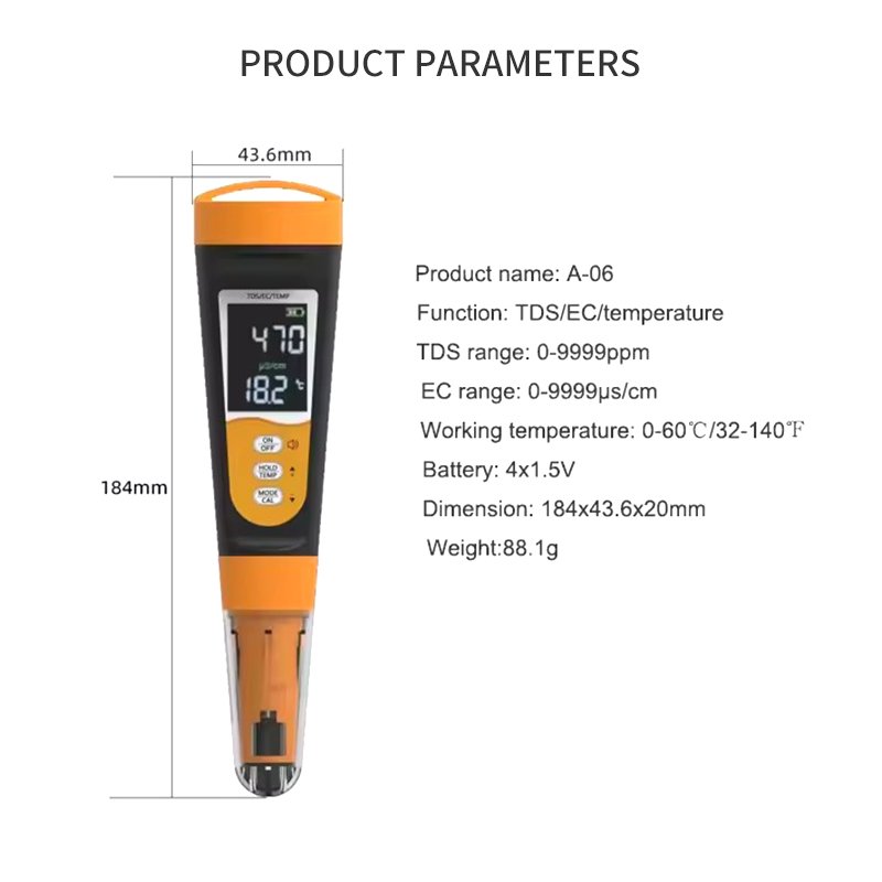 Industrial Water Quality Tester 3 In 1 Ec/Temp/Tds Meter Water Ph Meter Digital For Swimming
