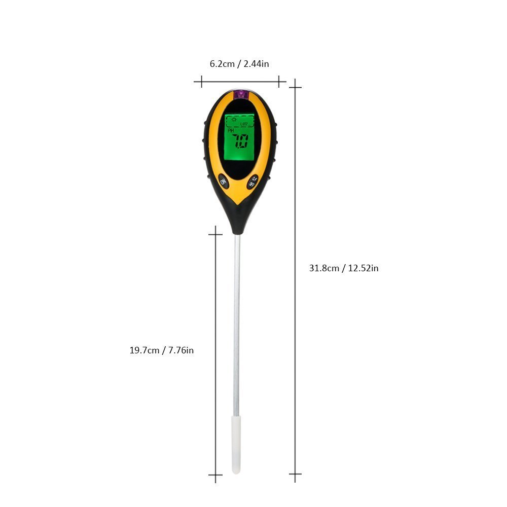 New 4 IN 1 Digital Soil Moisture Meter PH Meter Temperature Sunlight Tester for Garden Farm Lawn Plant with LCD Displayer