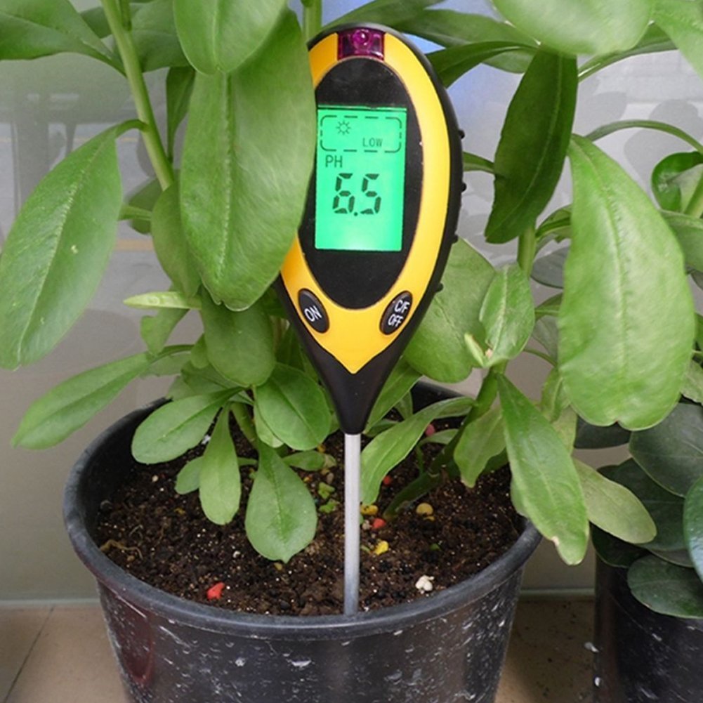 New 4 IN 1 Digital Soil Moisture Meter PH Meter Temperature Sunlight Tester for Garden Farm Lawn Plant with LCD Displayer