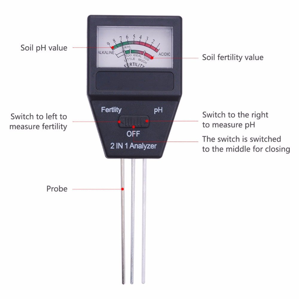 2 in 1 Soil PH meter& fertility tester with 3 Probes Ideal instrument Gardening tools