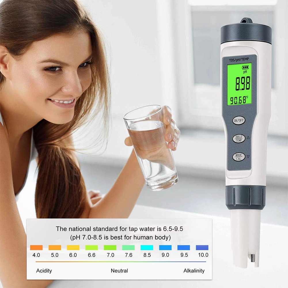 10 in 1 Digital PH Meter Water, H2/TDS/EC/PH/SALT/S.G/ORP/TEMP/Res.m/Fertile Water Quality Monitor Tester