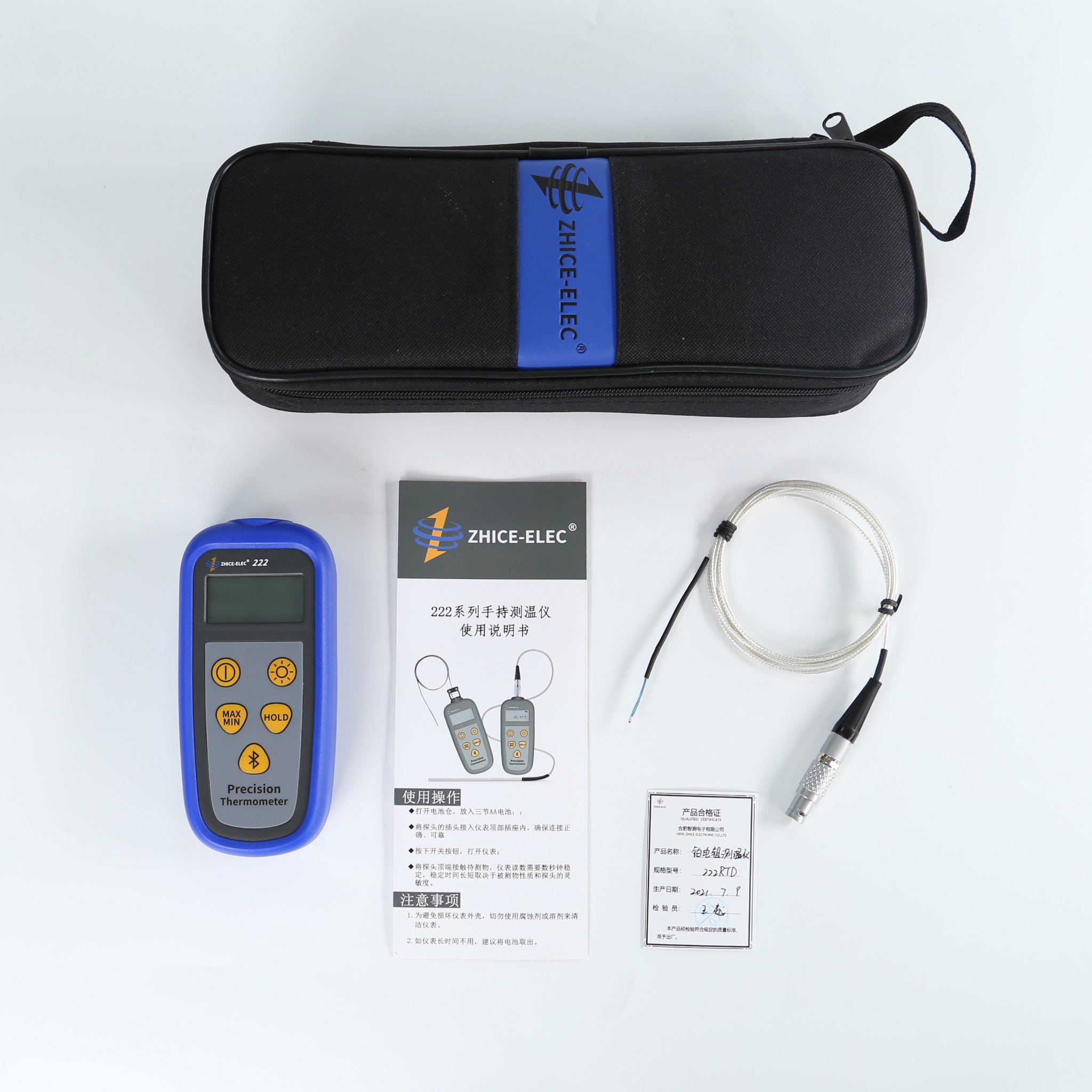 Instant Read Temperature -200-660 C Degree Single Channel RTD Thermometers with Long Stem Stainless Steel