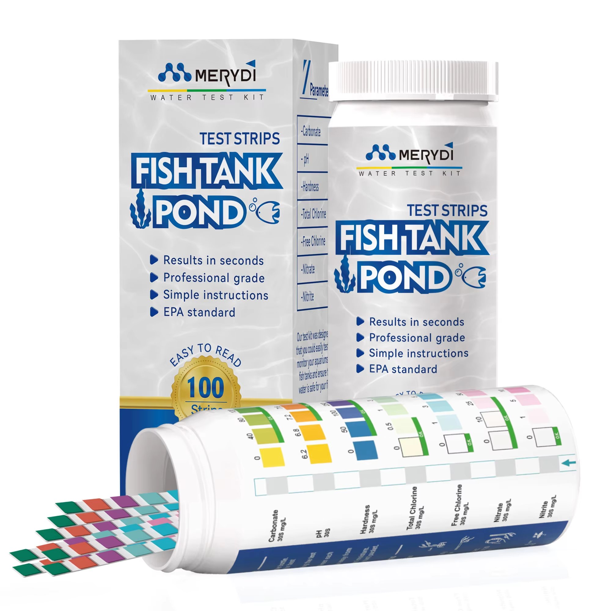 7 in 1 Pond & Fish Tank Water Quality Test Strips Customizable Fish Test Kit with OEM ODM OBM Support