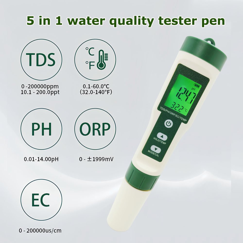 Multi-Function Tester Pen Digital Water Meter TEMP ORP EC TDS PH Tester For Drinking Water Swimming pool