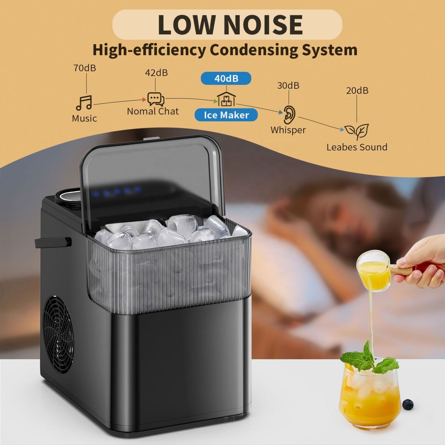 PANCERKA Electric Countertop Ice Maker Portable Household Commercial Bullet Ice Maker Small Mini Instant Ice Maker