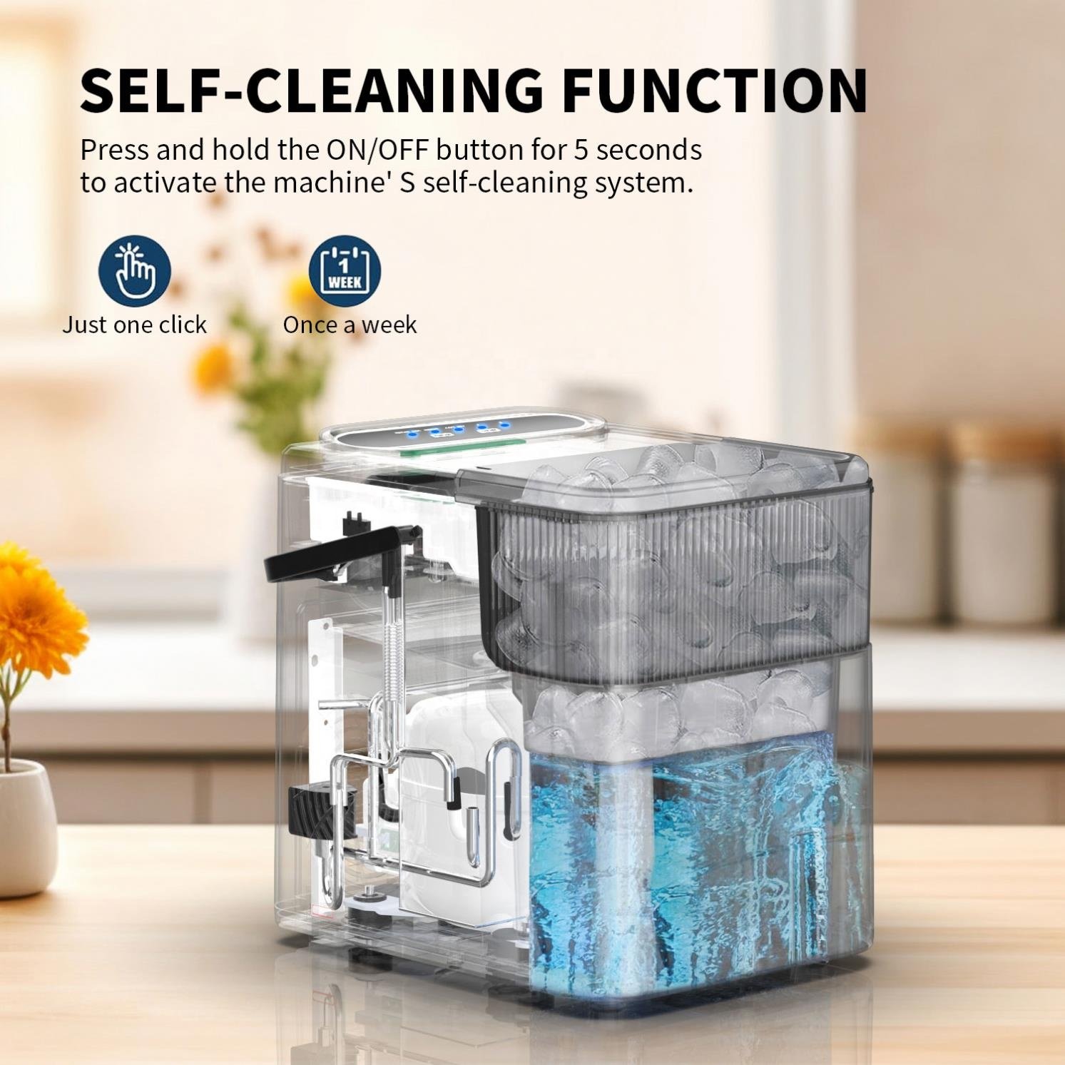 PANCERKA Electric Countertop Ice Maker Portable Household Commercial Bullet Ice Maker Small Mini Instant Ice Maker
