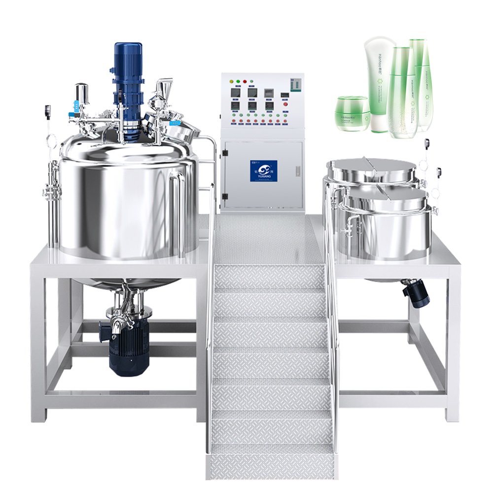 High Viscosity Variable Frequency Control Fixed Vacuum Emulsifying Mixer Platform Main Pot With Dispersing Rack Wall Scraper