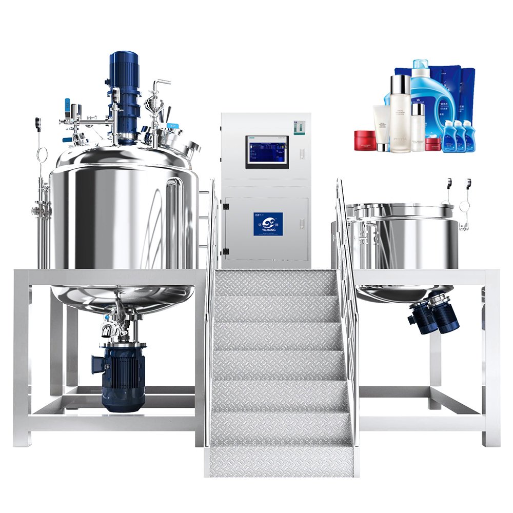 High Viscosity Variable Frequency Control Fixed Vacuum Emulsifying Mixer Platform Main Pot With Dispersing Rack Wall Scraper